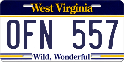 WV license plate OFN557