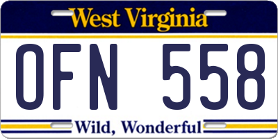 WV license plate OFN558