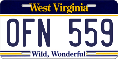 WV license plate OFN559