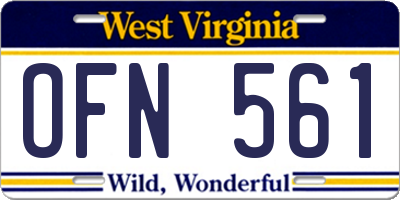 WV license plate OFN561