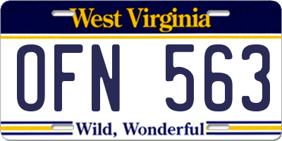 WV license plate OFN563