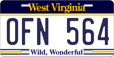 WV license plate OFN564