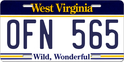WV license plate OFN565