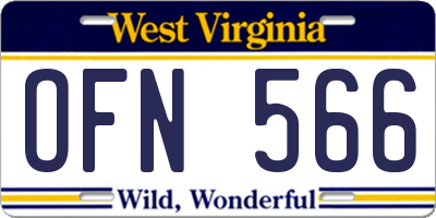 WV license plate OFN566