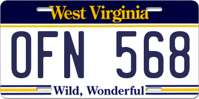 WV license plate OFN568