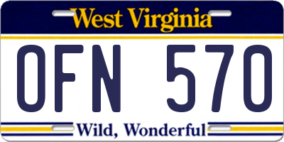 WV license plate OFN570