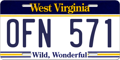 WV license plate OFN571