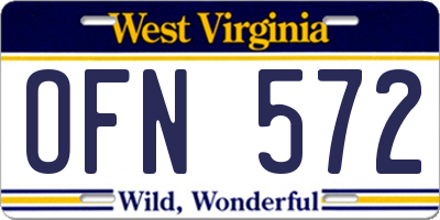 WV license plate OFN572