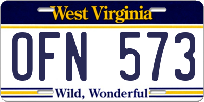 WV license plate OFN573