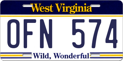 WV license plate OFN574