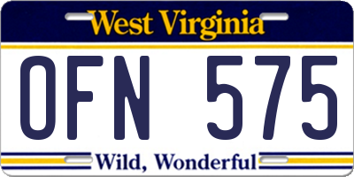 WV license plate OFN575