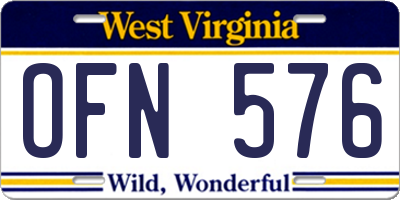 WV license plate OFN576