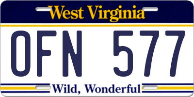 WV license plate OFN577