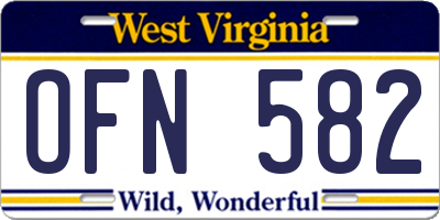WV license plate OFN582