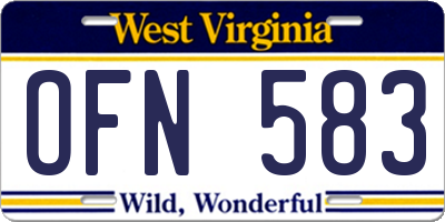 WV license plate OFN583