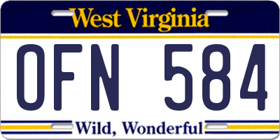 WV license plate OFN584