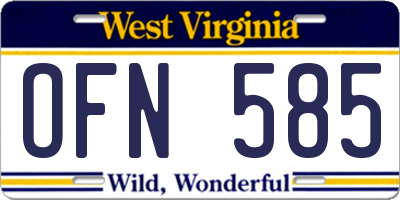 WV license plate OFN585