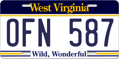 WV license plate OFN587