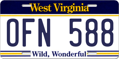 WV license plate OFN588