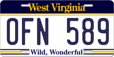 WV license plate OFN589