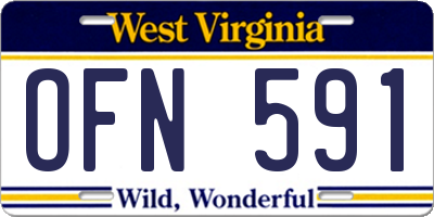 WV license plate OFN591