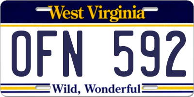 WV license plate OFN592
