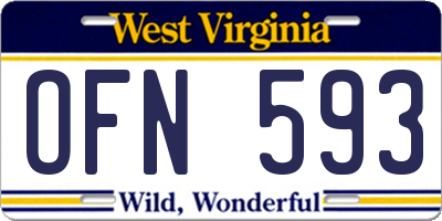 WV license plate OFN593