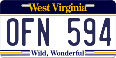WV license plate OFN594