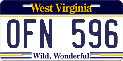 WV license plate OFN596