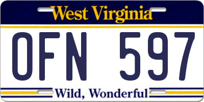 WV license plate OFN597