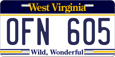 WV license plate OFN605