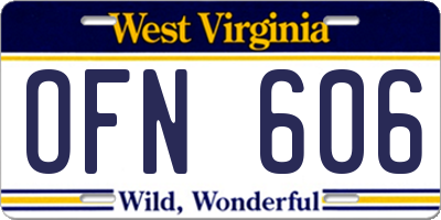 WV license plate OFN606