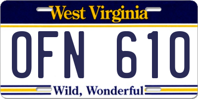 WV license plate OFN610