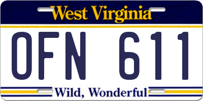 WV license plate OFN611