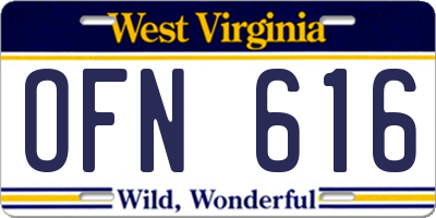 WV license plate OFN616