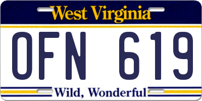 WV license plate OFN619