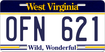 WV license plate OFN621
