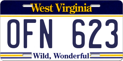 WV license plate OFN623