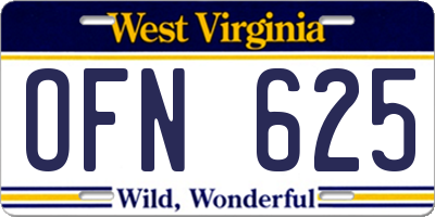 WV license plate OFN625