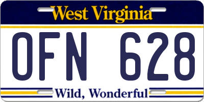 WV license plate OFN628
