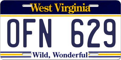WV license plate OFN629