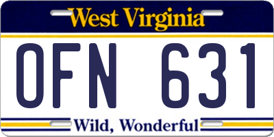 WV license plate OFN631