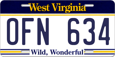 WV license plate OFN634