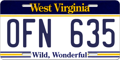 WV license plate OFN635