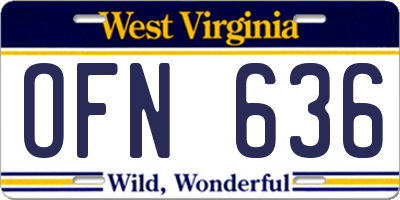 WV license plate OFN636