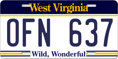 WV license plate OFN637