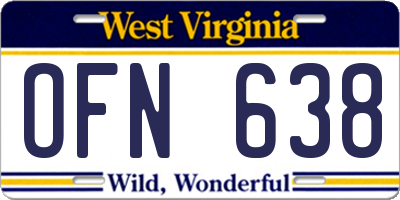 WV license plate OFN638