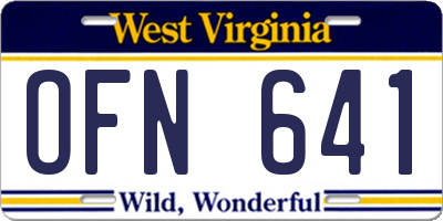 WV license plate OFN641