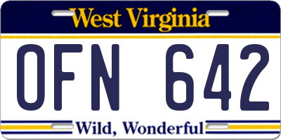 WV license plate OFN642