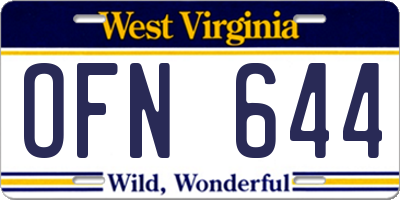 WV license plate OFN644